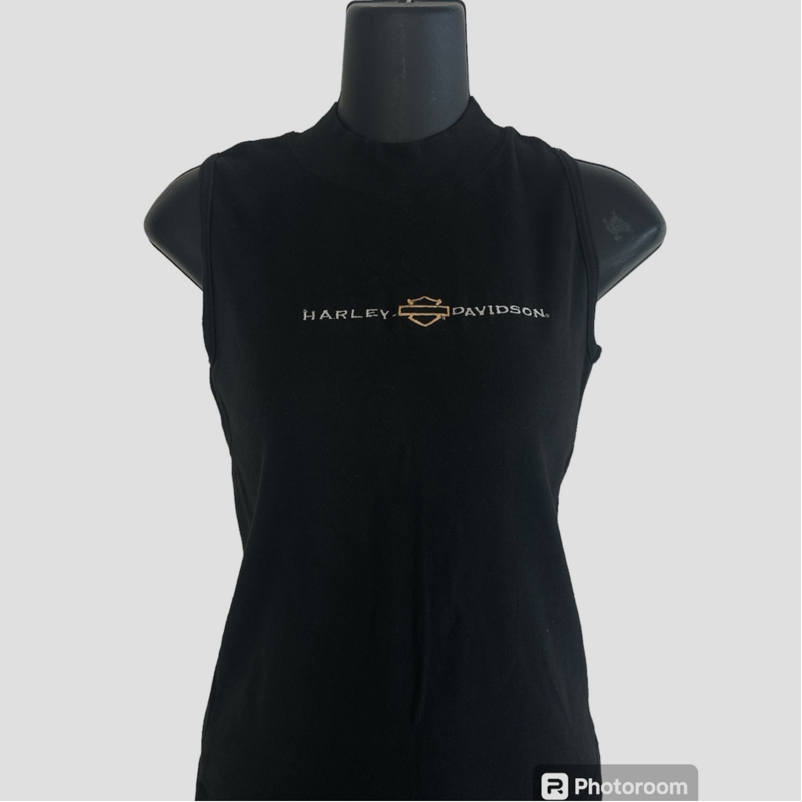 Vtg Y2k Harley Davidson Black Tank Top Mock Neck Size S Made Usa Arizona